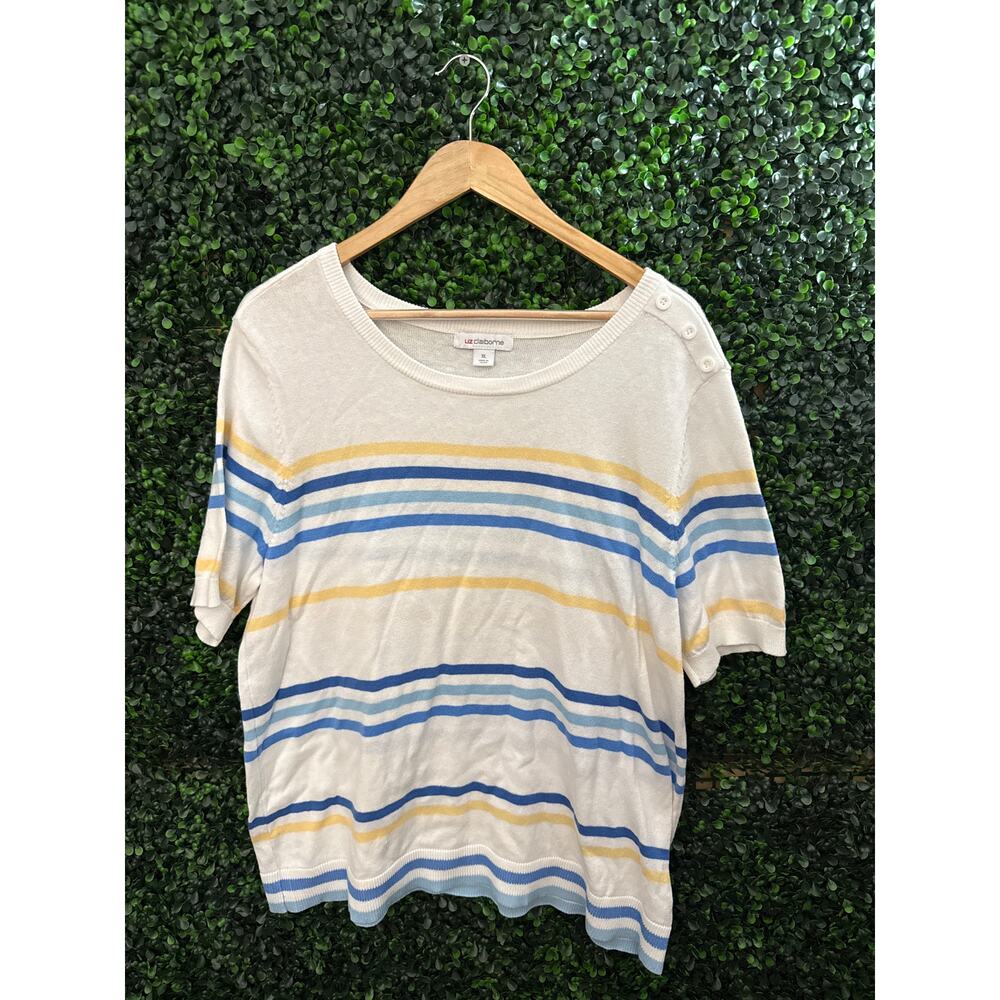 Liz Claiborne, Knit Blouse, Soft Short Sleeve, Comfortable Casual Women’s XL